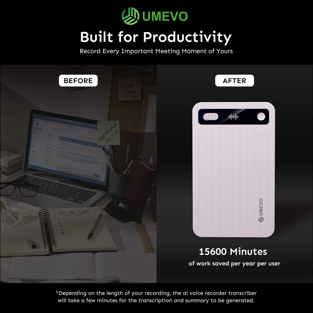 UMEVO Note Plus - Magnetic AI Voice Recorder: HD Noise Reduction & Mobile AI Assistant | Voice Transcription & Summary Powered by ChatGPT