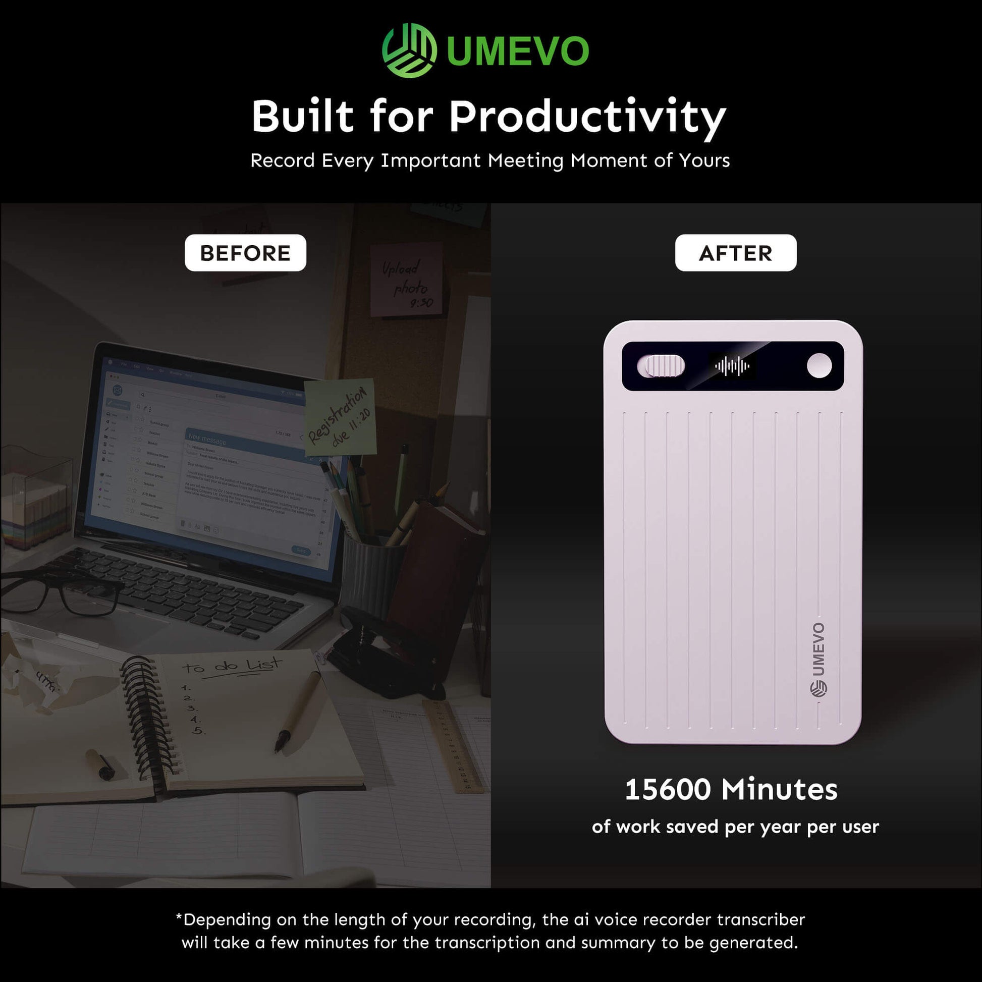 UMEVO Note Plus - Magnetic AI Voice Recorder: HD Noise Reduction & Mobile AI Assistant | Voice Transcription & Summary Powered by ChatGPT