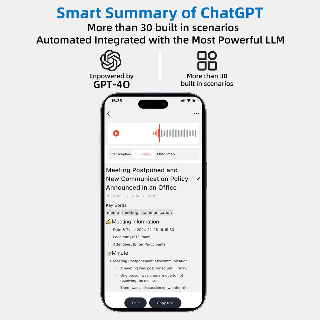 UMEVO Note - Magnetic AI Voice Recorder - Accuracy Translation & Smart Summarization