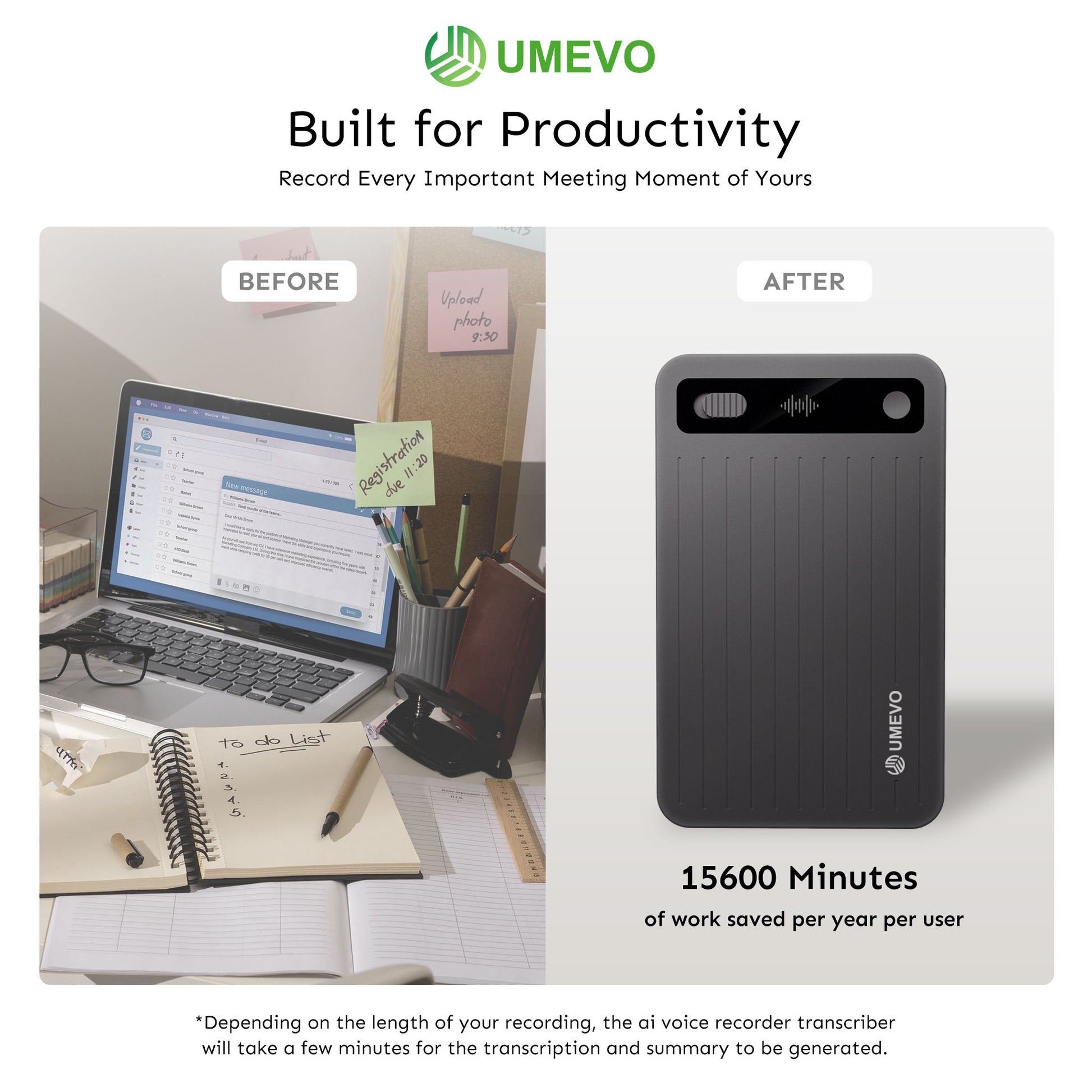 UMEVO Note Plus - AI Voice Recorder: Voice Transcription & Summary